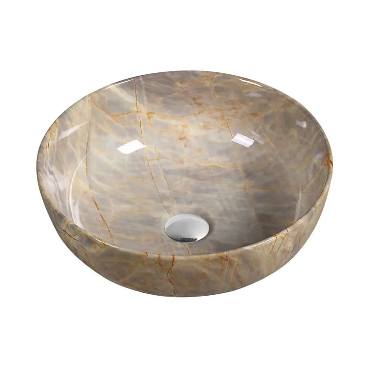 low price chinese lavatory art basin brown wash basin ceramic bath round marble art basin sink