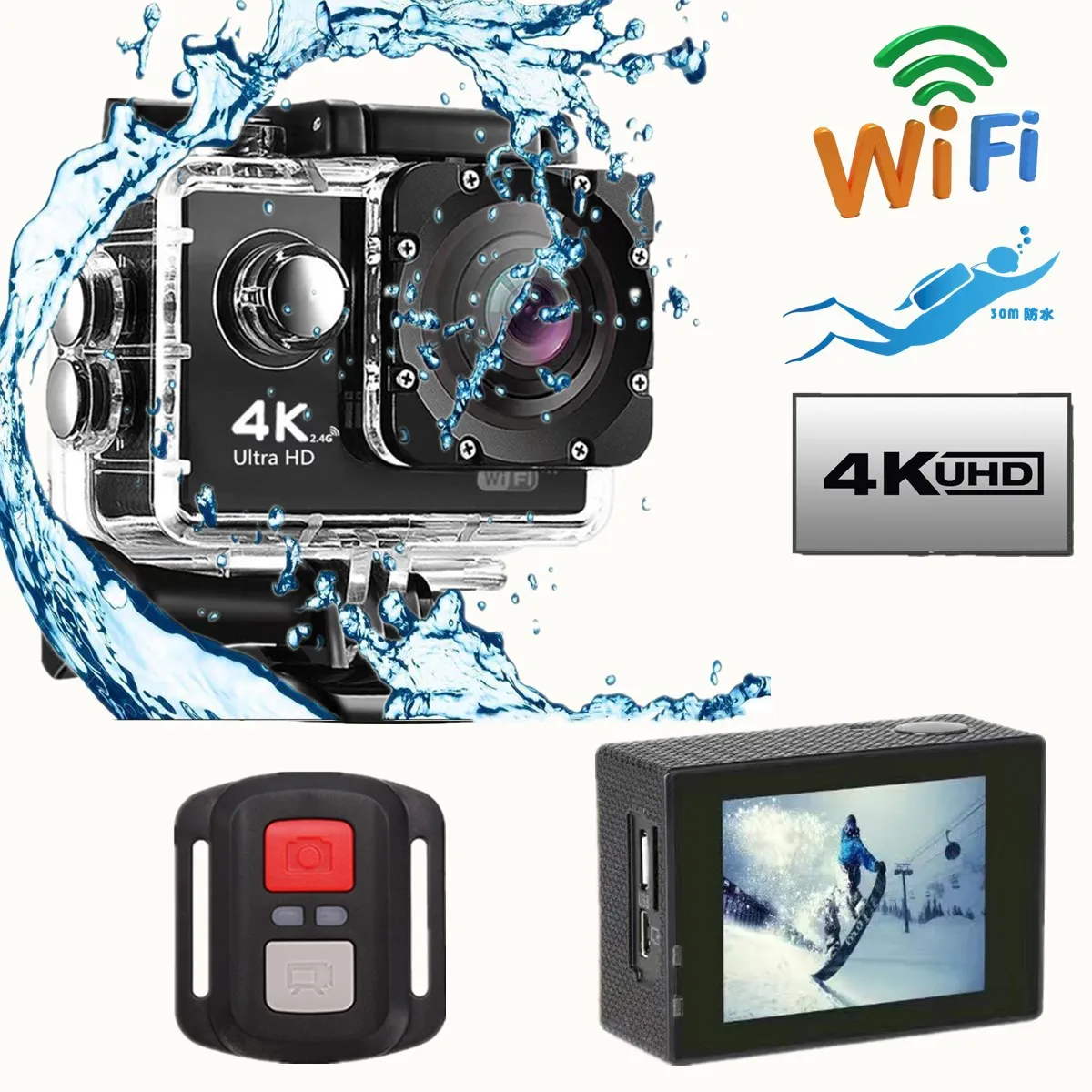 HD WIFI Action camera Waterproof Interpolated Sport Cam with Remote Control