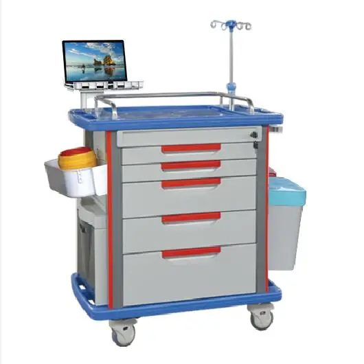 Dark Blue Hospital Emergency Trolleys For Sale