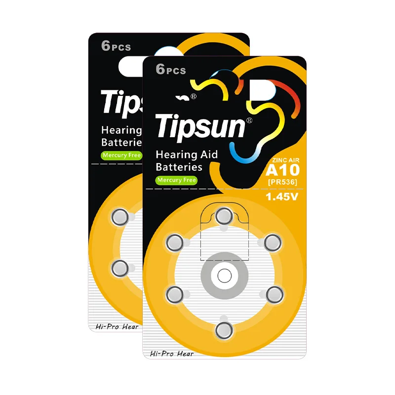 Tipsun 1 4 v a10 батарейки для слуховых аппаратов батареи 10s a312 675 a13 кнопочный элемент
