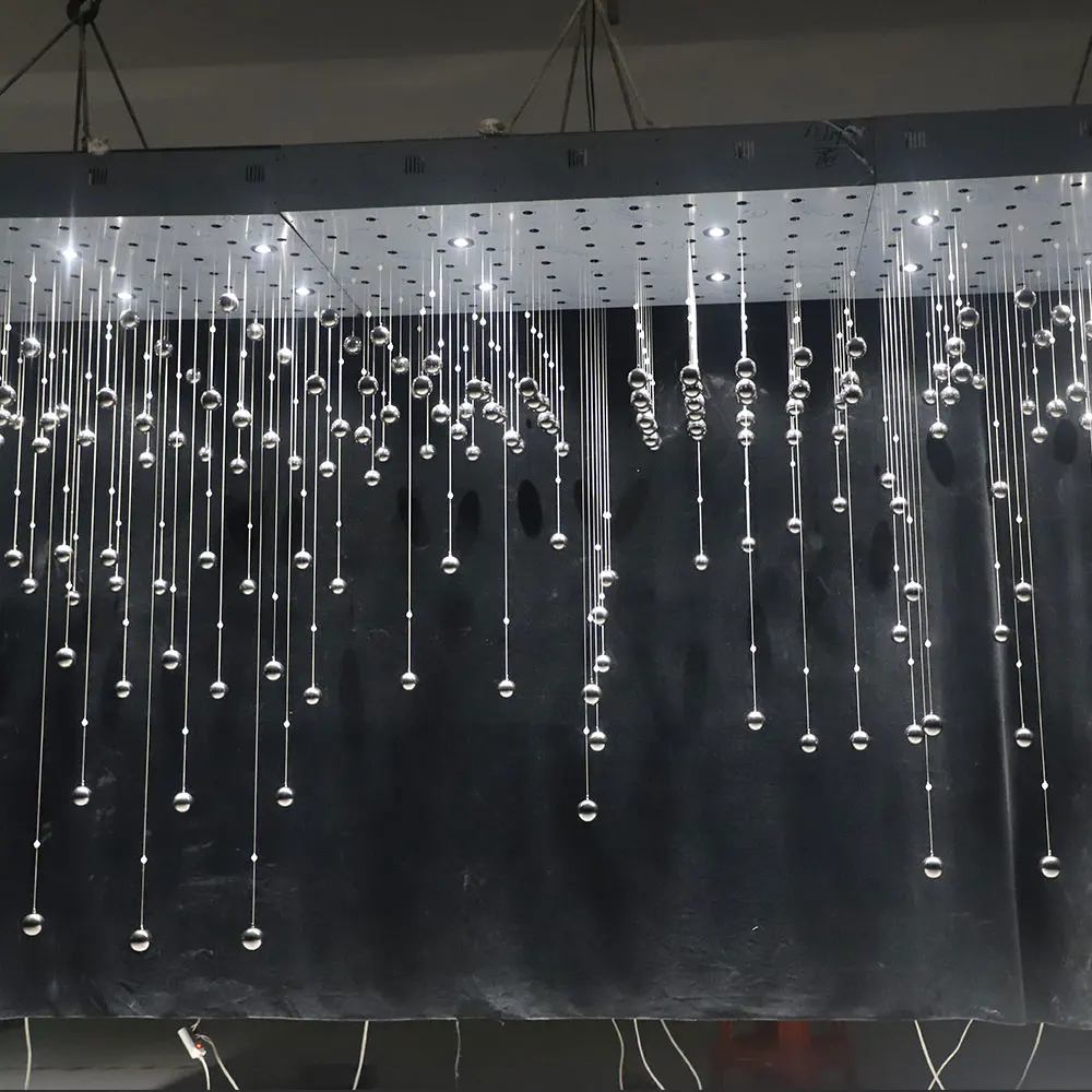 Modern Raindrop Round Metal Balls Dancing Kinetic Dynamic Sculpture Interactive Art Moving Installation