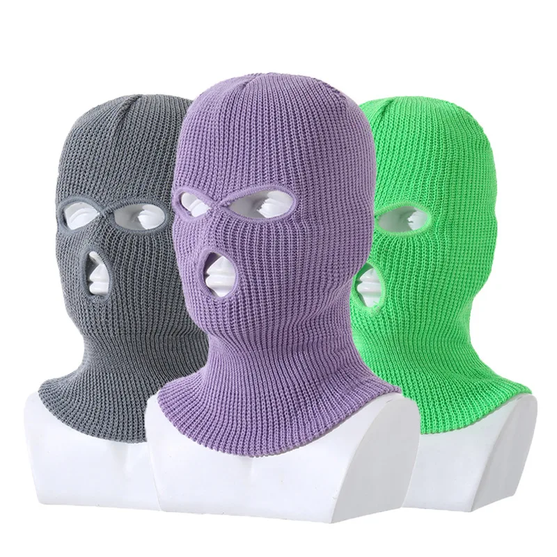 wholesale windproof cycling ski mask 3 Hole balaclava full face knitted winter hat