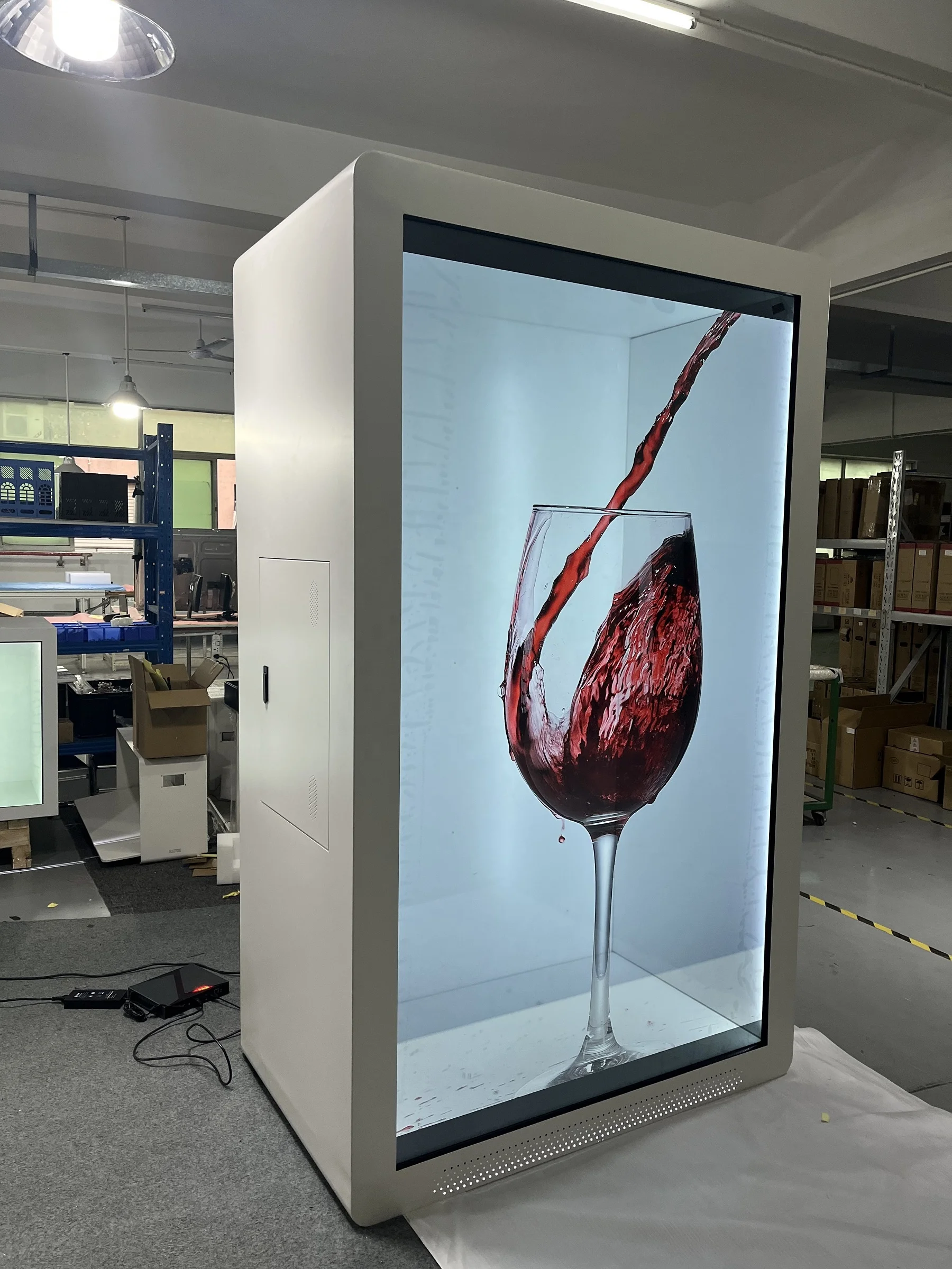 86 Inch Interactive Advertising Monitor Showcase LCD Touch Screen Advertising Player Transparent LCD Display Box