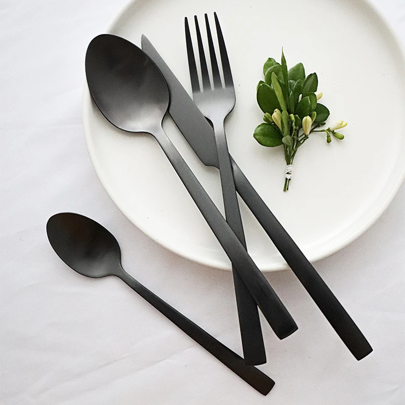 Nordic Commercial Stainless Steel Cutlery Flatware Matte Gold Colored Silverware Spoon Fork Set Dinner