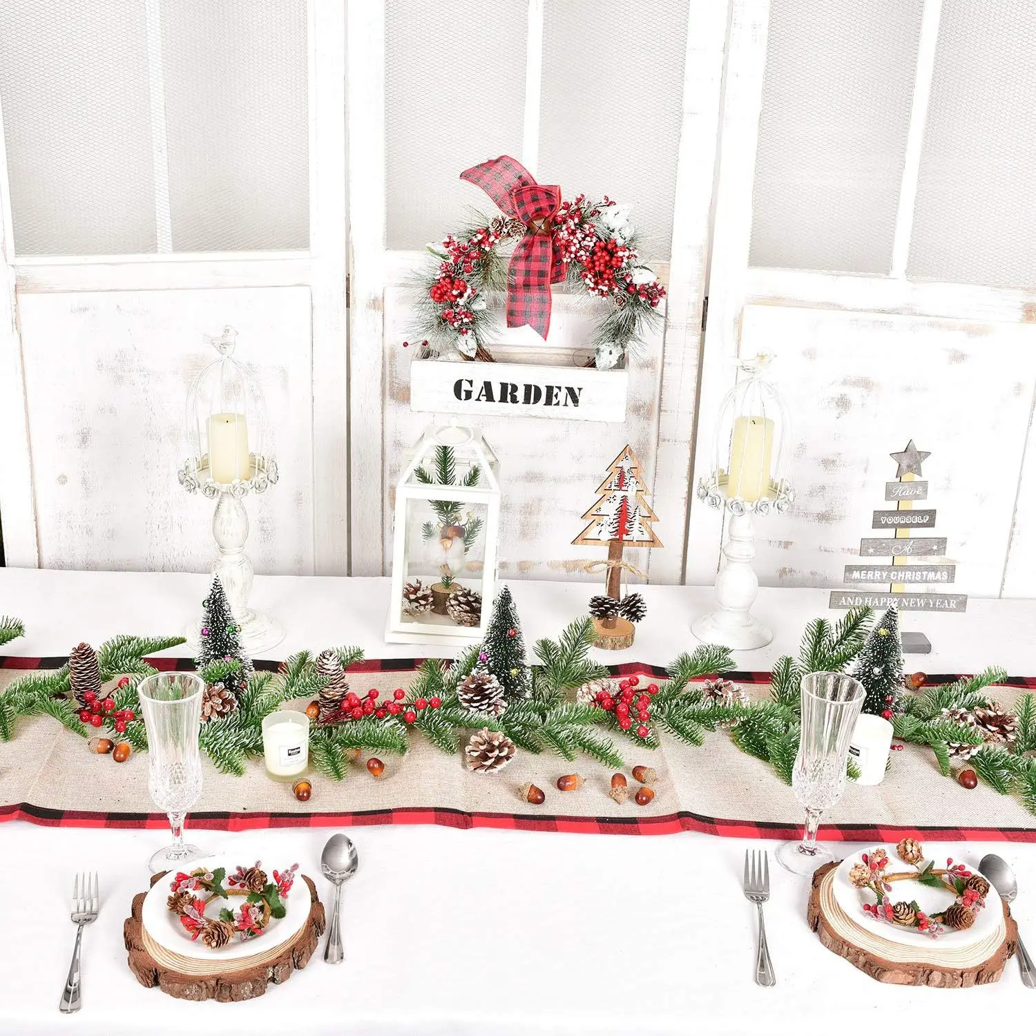 Wholesale Christmas Home Shopping Mall Party Decoration Red Berry Simulation Green Plant Vine Christmas Garland with Lights