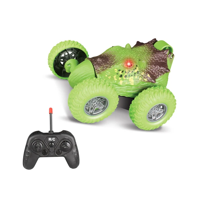 RC stunt twist dinosaur car eyes with lights remote control 4 channel 360 degree rotate flip vehicle toy