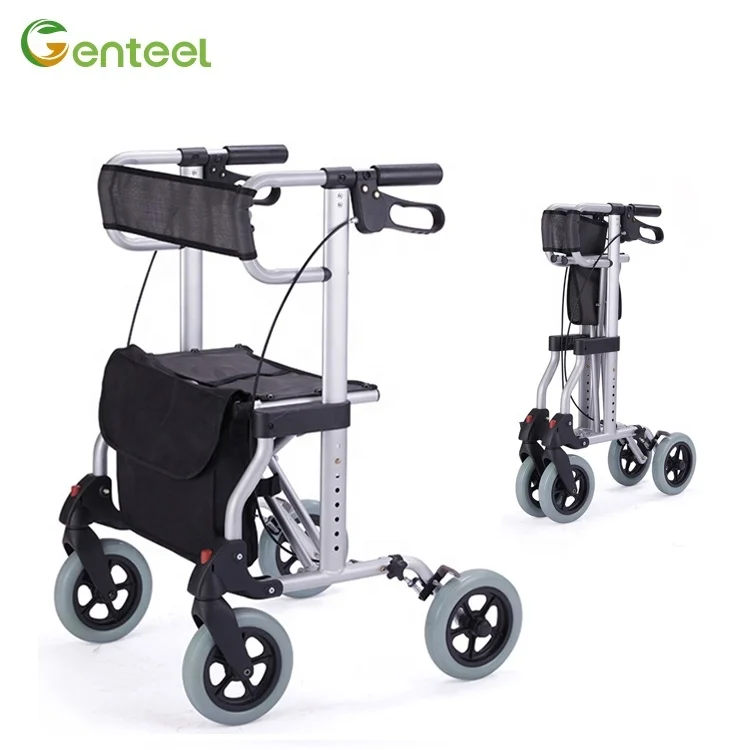 Elderly Care Products Aluminum Rollator Folding Outdoor Rollator Lightweight Walker Rollator with backrest For Seniors