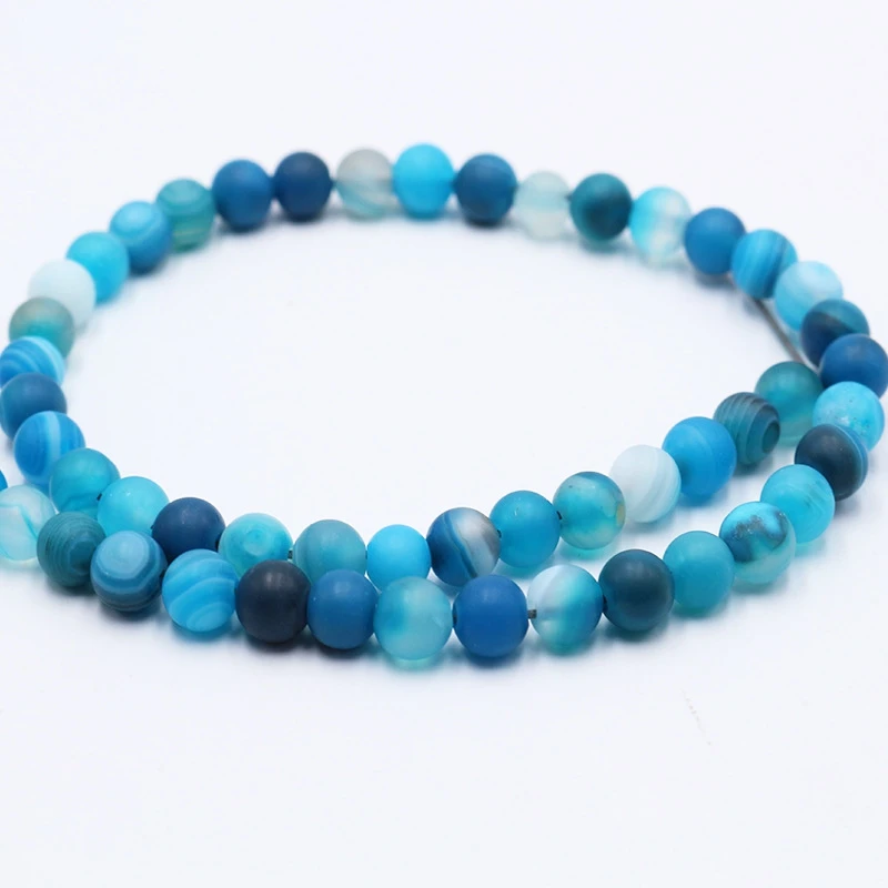 4mm 6mm 8mm 10mm 12mm Natural Matte Frosted Agate Stripe Agates Stone Beads Round Loose Agates Beads For Jewelry Making