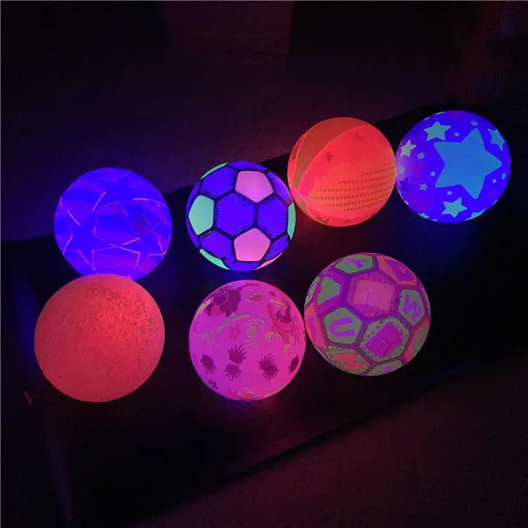 Shiny Football Toy Shiny Leather Soccer Ball Basketball Swing Ball Luminous Football Glowing Inflatable Ball In The Dark
