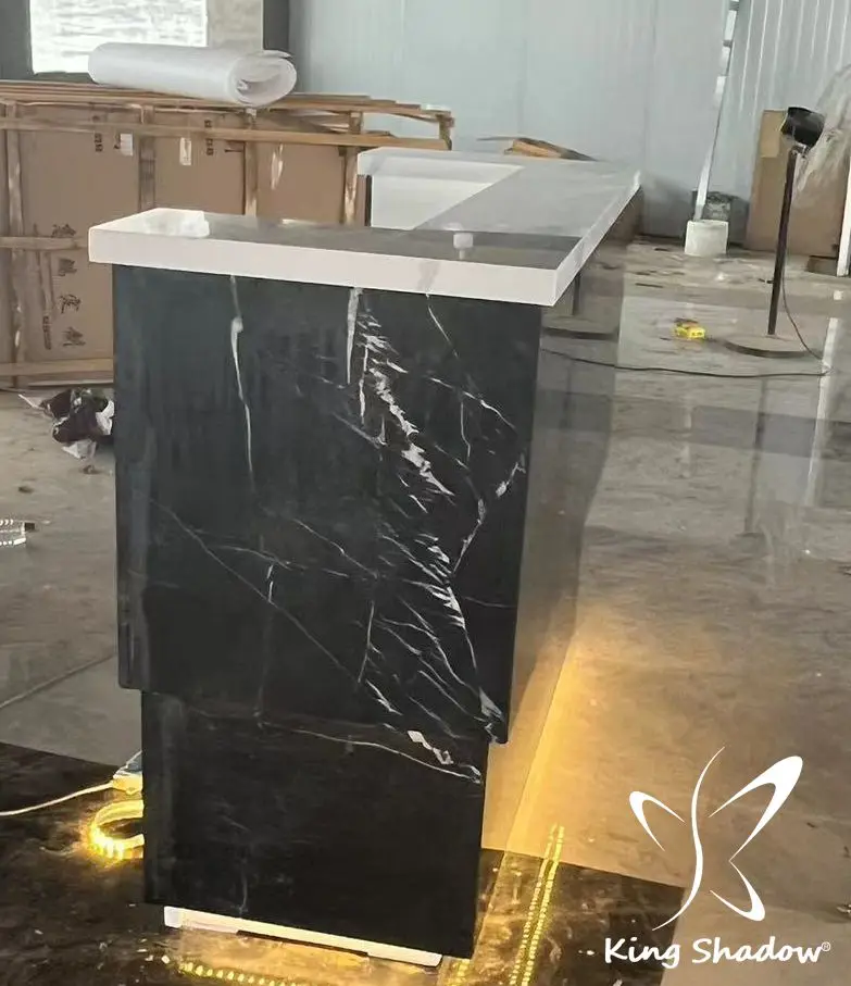 Modern Office Furniture Cash Register Beauty Salon Bar Office reception desk Front desk with LED light marble material