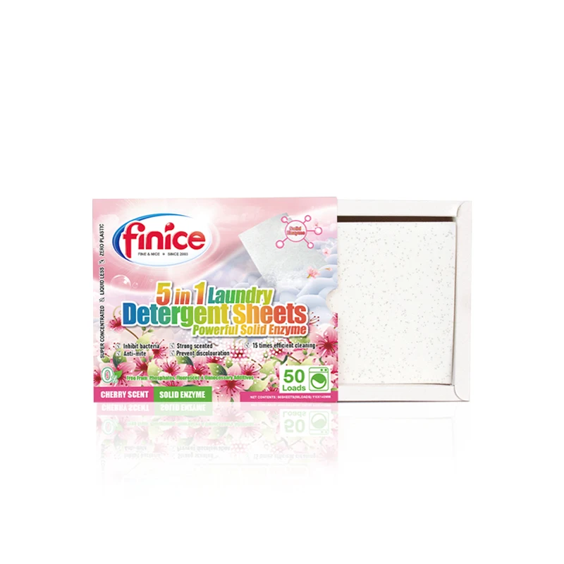 finice NEW style laundry strips cherry blossom Fragrance laundry detergent sheets with solid active anzyme