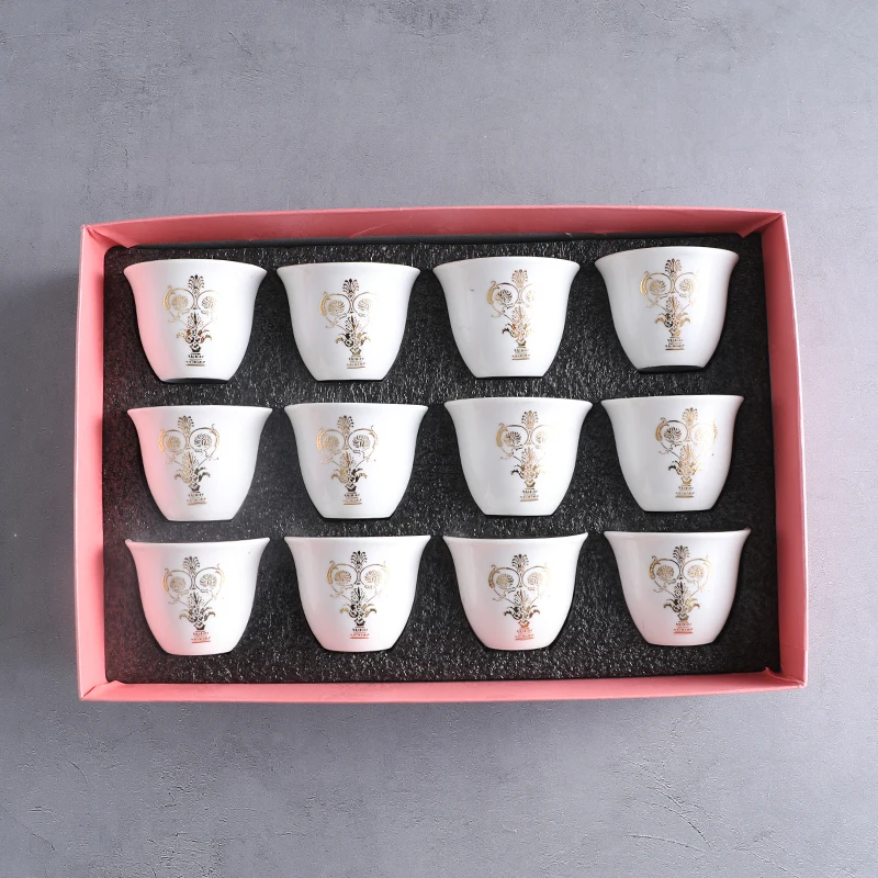 12pcs Ceramic Arabic Coffee Cups Cawa Cups With Color Box Tea Set Arabic