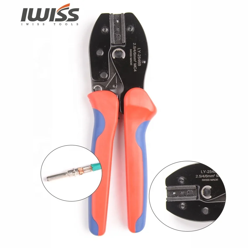 
Iwiss LY-2546B Солнечный обжимной инструмент 2.5mm2 /4mm2 /6mm2 панели солнечных батарей PV ручной щипцы инструмент ratching mc 4 запчасти для прессовочной машины для AWG14-10 