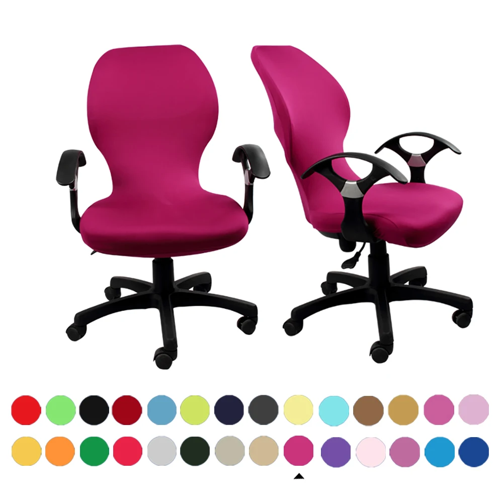 
Spandex Computer Office Chair Covers Pure Color Fuchsin Universal Chair Cover Stretch Rotating Chair Slipcovers Cover 