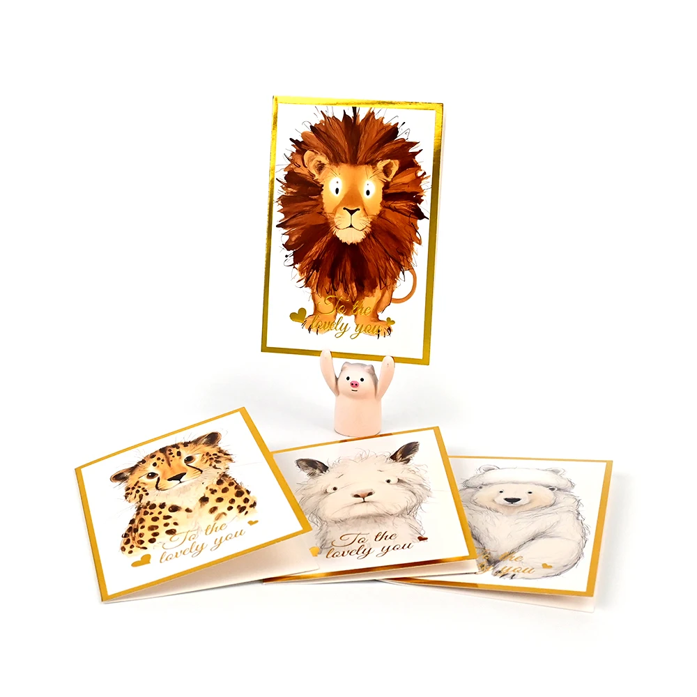 Custom Luxury Gold Stamping Thank You Flower Greeting Cards Congratulations/Mothers Day/Happy Birthday Day Cards With Envelops