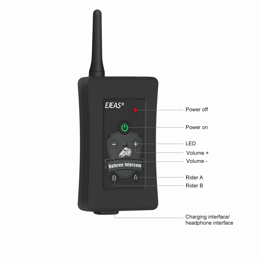 Soccer Referee Bluetooth Intercom 1500M Long Range Full Duplex Talkie Walkie