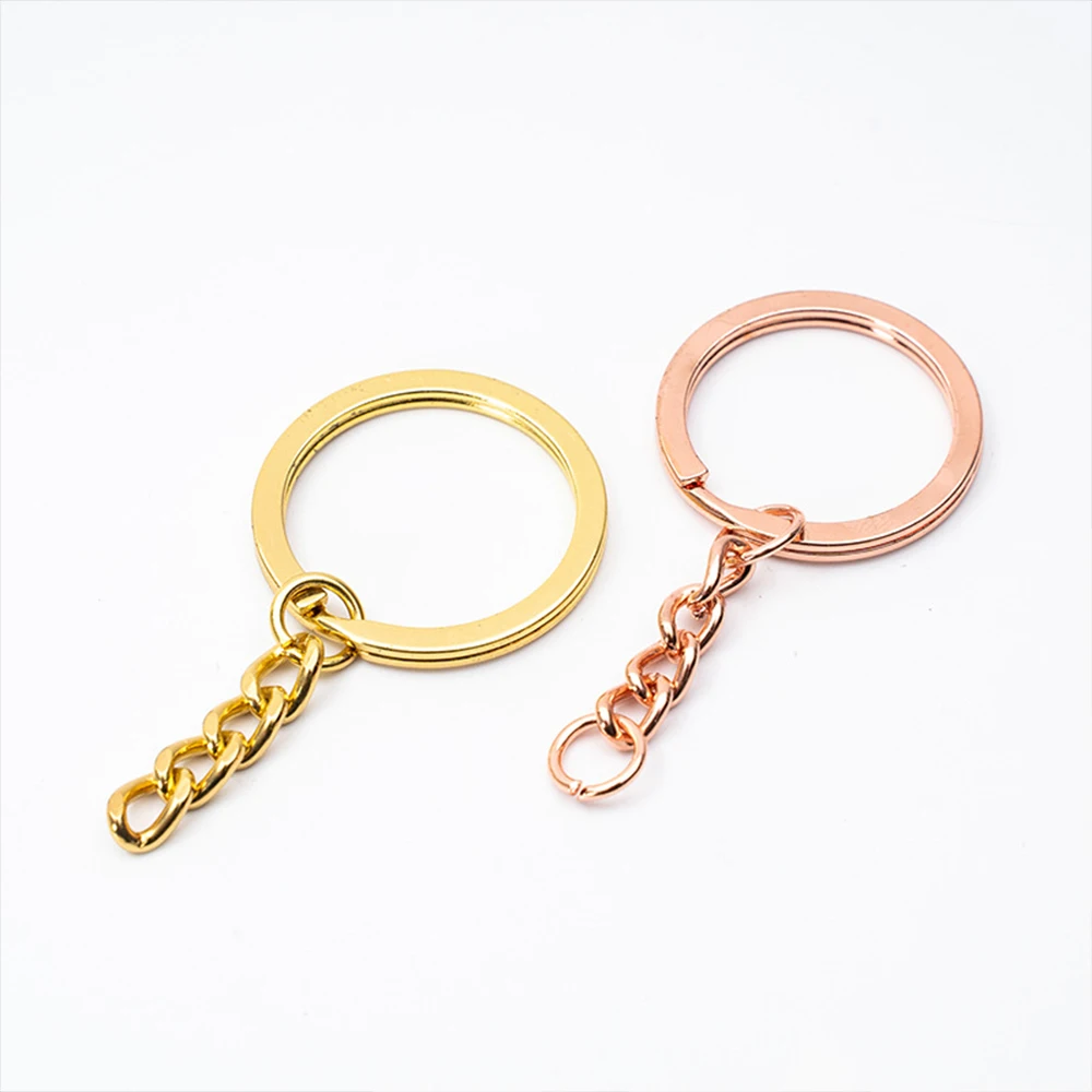 Factory Wholesale 25-30mm Gold Flat Metal Keychain Ring Kit Bulk Keyring for Resin DIY Crafts