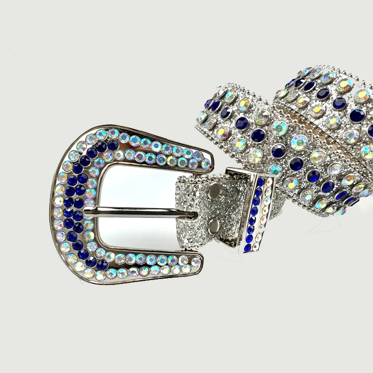 Fast delivery Rhinestone crystal belt designer bbsimon men belts crystal alloy buckle leather belt Blingbling