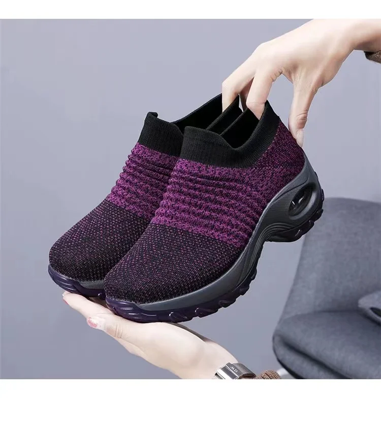 Women's Shoes Air Cushion Flying Woven Sports Shoes Foot Socks Shoes Sneakers EVA PVC Overseas Hot Style Sale Large Size OEM