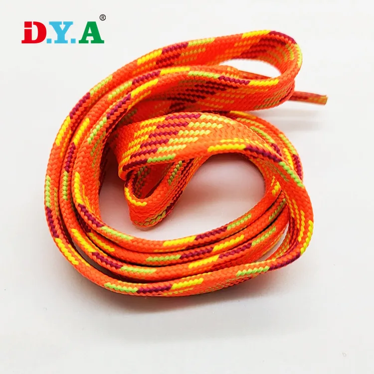 High Quality Custom 100% Polyester Braided Flat Shoelace with Transparent Plastic Tips