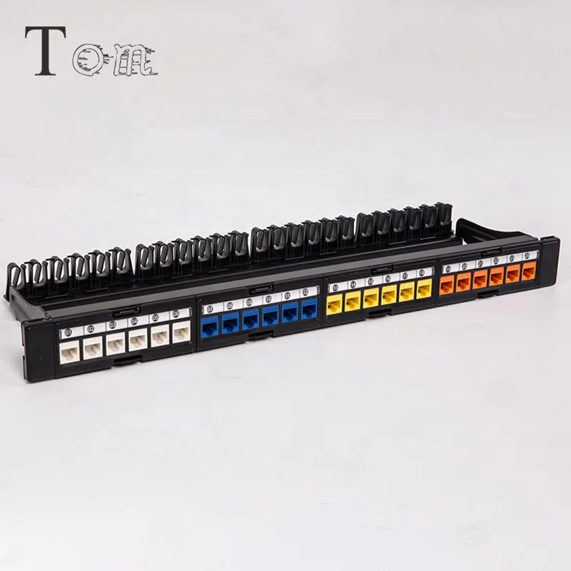 TOM-PN-20 19 дюймов сетевой коммутатор с 24 портами 1U UTP связь телекоммуникаций патч-панель fullload toolless keystone jack Cat6/Cat6A коммутационная