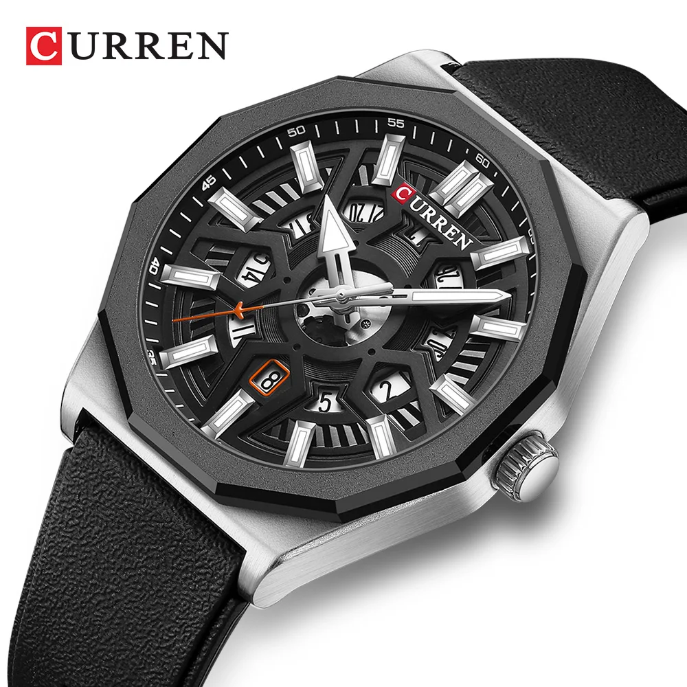 CU8437 Wholesale High Quality Men Brand Business Casual Silicone Strap Quartz Watch Special Dial With Calendar