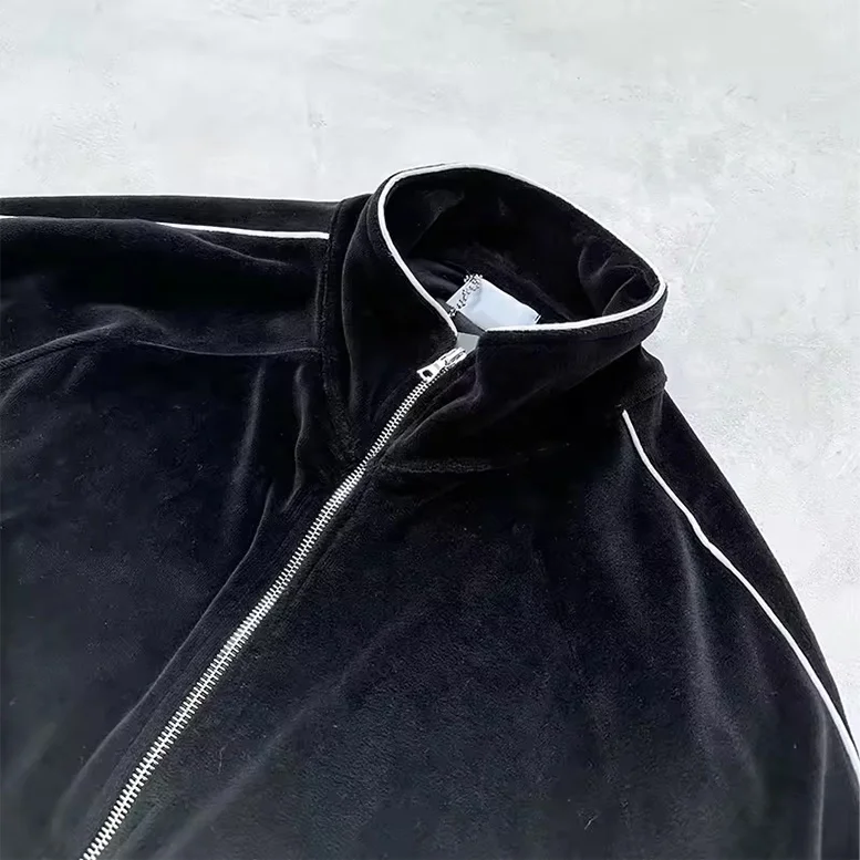 Custom blank  Plus Size  reflective Velvet Tracksuits  Jogger Suits 2 Piece Set  winter screen print velour tracksuit for men