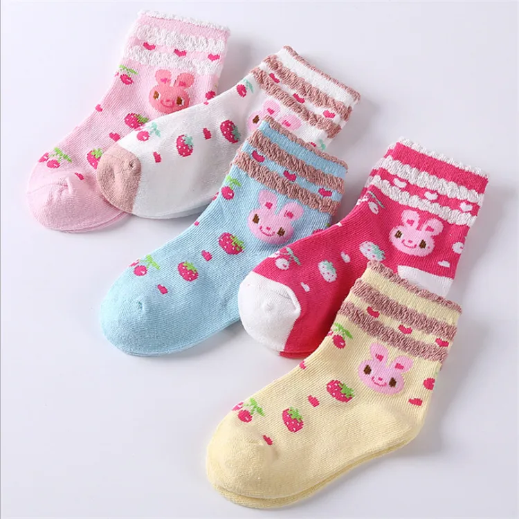 Wholesale Cheap Price  5 Pairs One Set Girl Socks Cotton Baby Sock In Stock Items Spring Baby Socks
