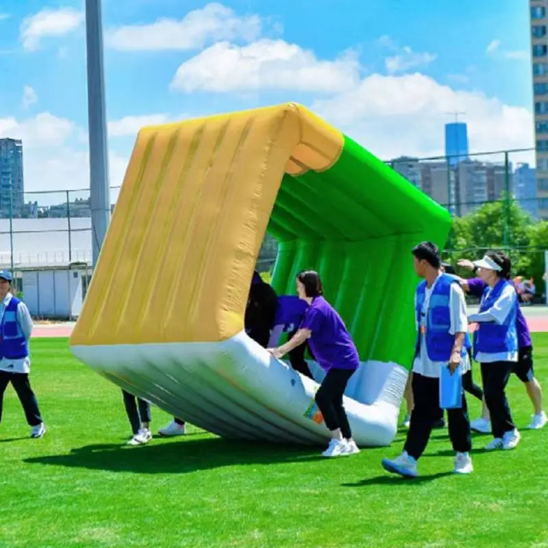 Commercial Interactive Game Team Building Square Rolling Inflatable Human Flip It