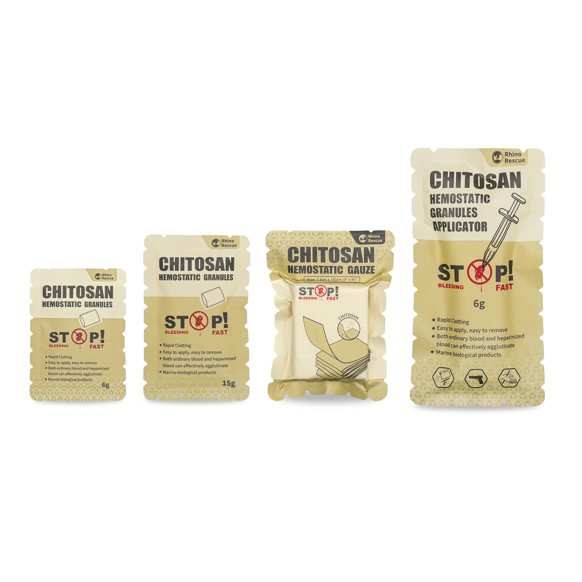 Rhino Rescue High Absorbent Carboxymethyl Trauma Hemostat Powder Chitosan Hemostatic Granules