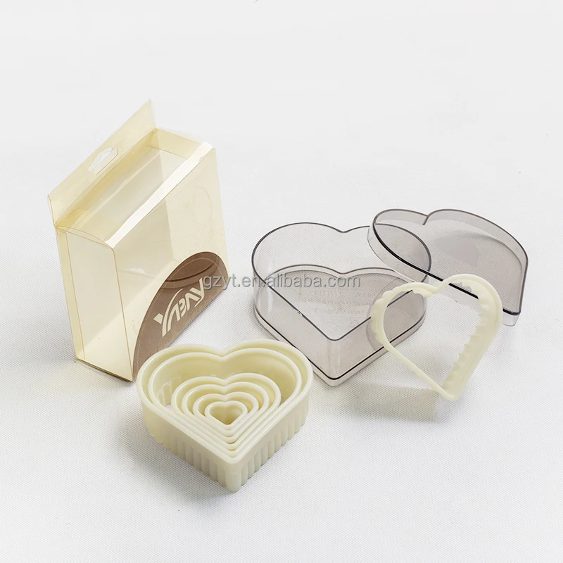 Set-7piece Heart Shaped YABEI bakeware popular heart shape Nylon/PA plastic cookie cutter