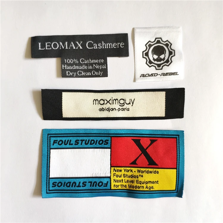 Factory direct sale main garment damask woven label printed soft cotton custom thick woven label