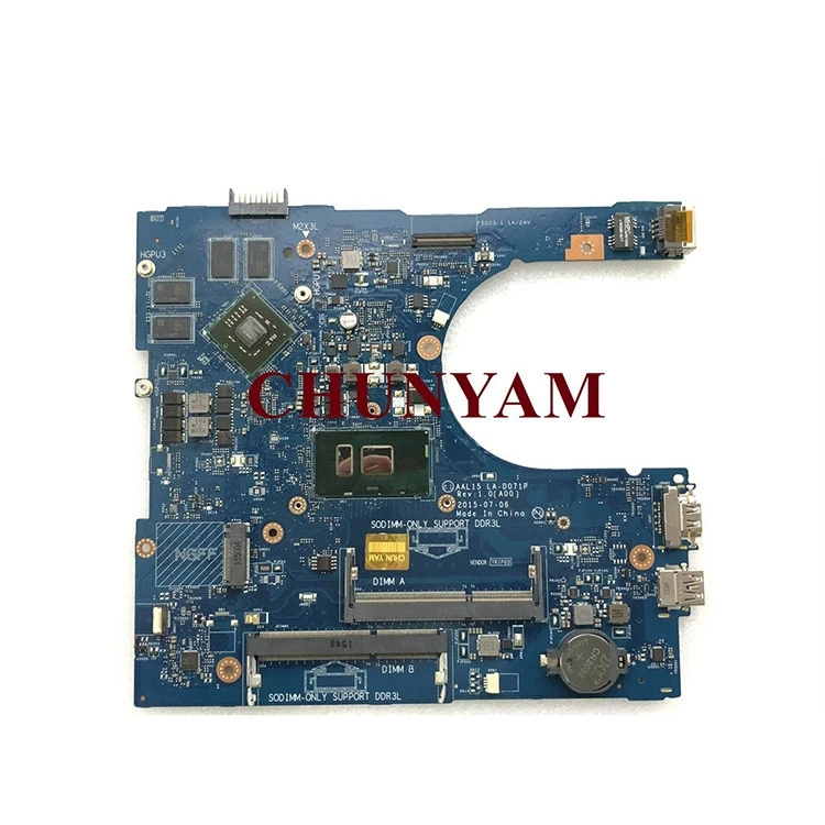 Hot sell 15 5559 5459 Laptop Motherboard AAL15 3JXDM i5-6200U LA-D071P for Dell