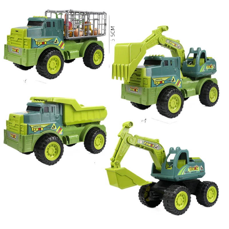 HY Toys Children Dinosaur Engineering Vehicle Transporter Boy Sliding Excavator Car Baby Beach Toy Night Market Wholesal