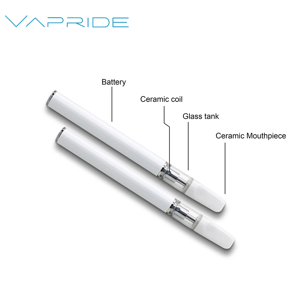 Vapride O8 Custom Logo Slim Vape Pen Electronic Ceramic CBD Oil Vaporizer 1ml Empty Pen