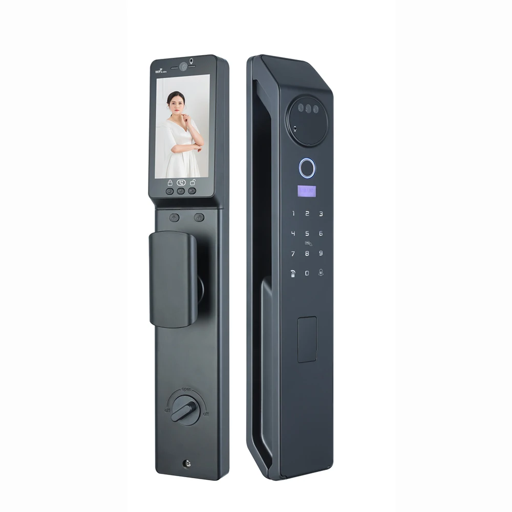 Digital Entry Door Lock Front 3D Face Recognition Fingerprint Electronica Residential Smart Lock with Type C Charge Port
