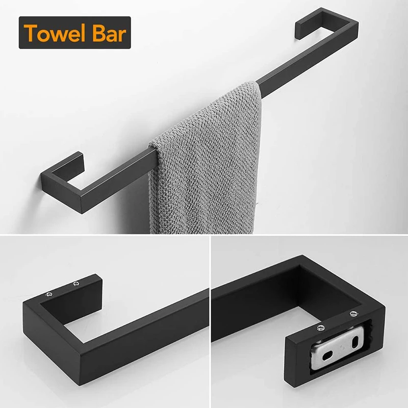 4 pieces set Black hotel bathroom accessories bathroom hardware set stainless steel bathroom accessories set for home