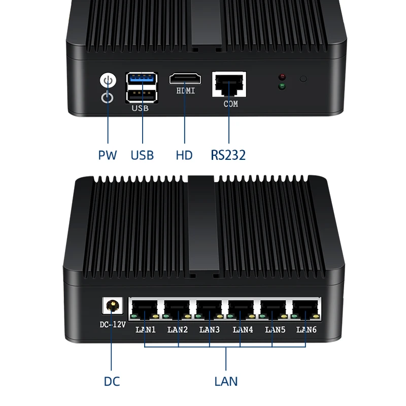  Мини-ПК Barebone Pfsense 6 гигабит Ethernet RJ45 LAN NIC In-tel Ce-leron J1900 четырехъядерный безвентиляторный