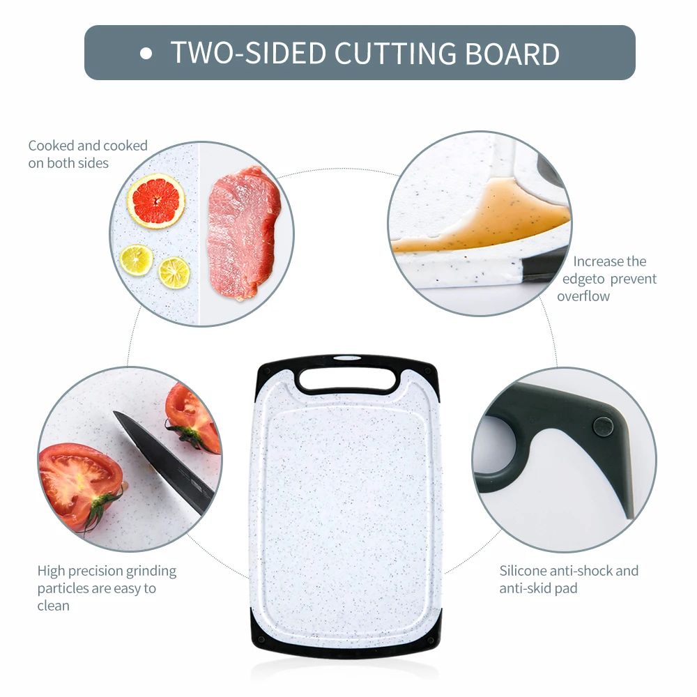 Высококачественная пластиковая разделочная доска из 3 предметов с ручкой для кухонных принадлежностей