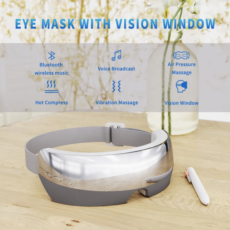 Air Pressure Relaxing Therapy Wireless Vibrating   Kneading Heating Smart Eye Massager for eye strains Migraine Relief Mask