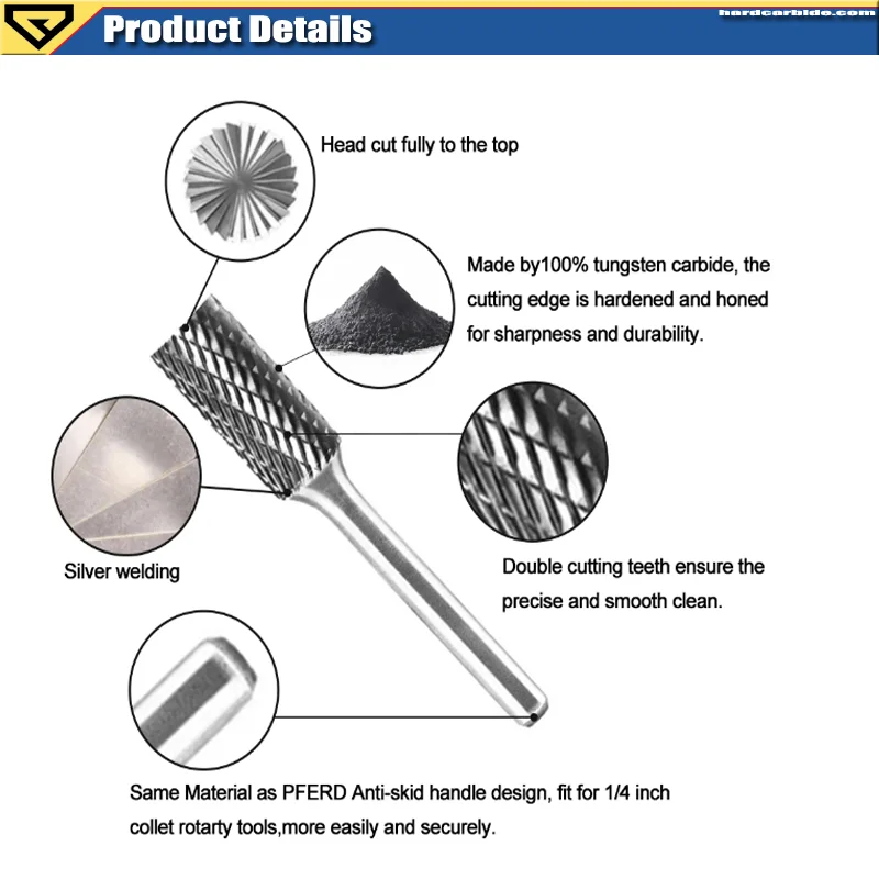 HARDVIK Inch Size Carbide Rotary Burr Set Plastic Full Types Burr Tool Parts Deburring Metal Work Pieces OEM ODM