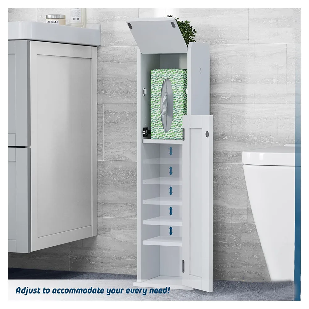 Cao Xian Hi Home Wooden Toilet Paper Storage Holder and Stand - Adjustable for Any Size Paper Roll Or Tissue Box