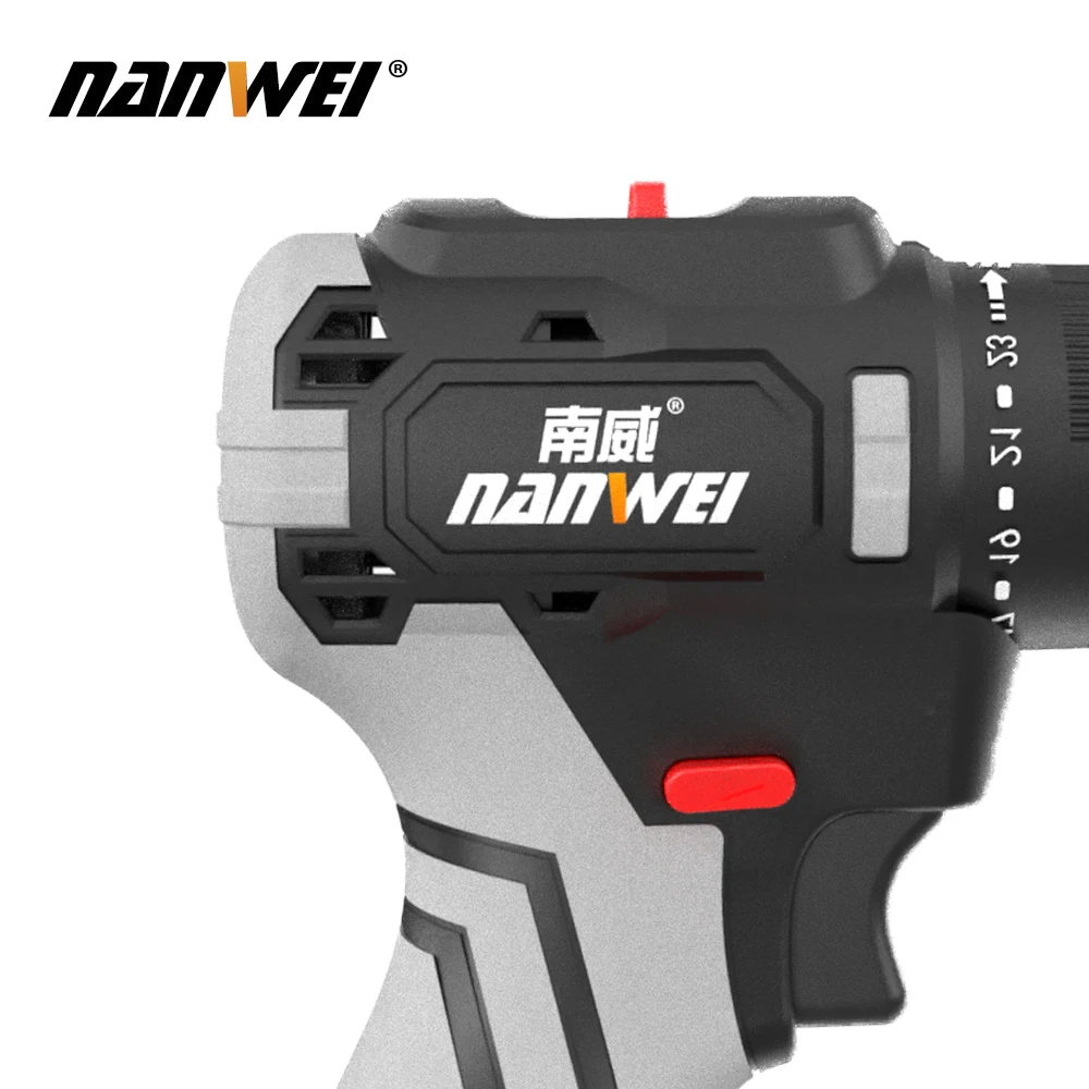 NANWEI 80N power drills 21V 1750rpm brushless impact drill power tools handy cordless drill tools 68VF lithium battery drill