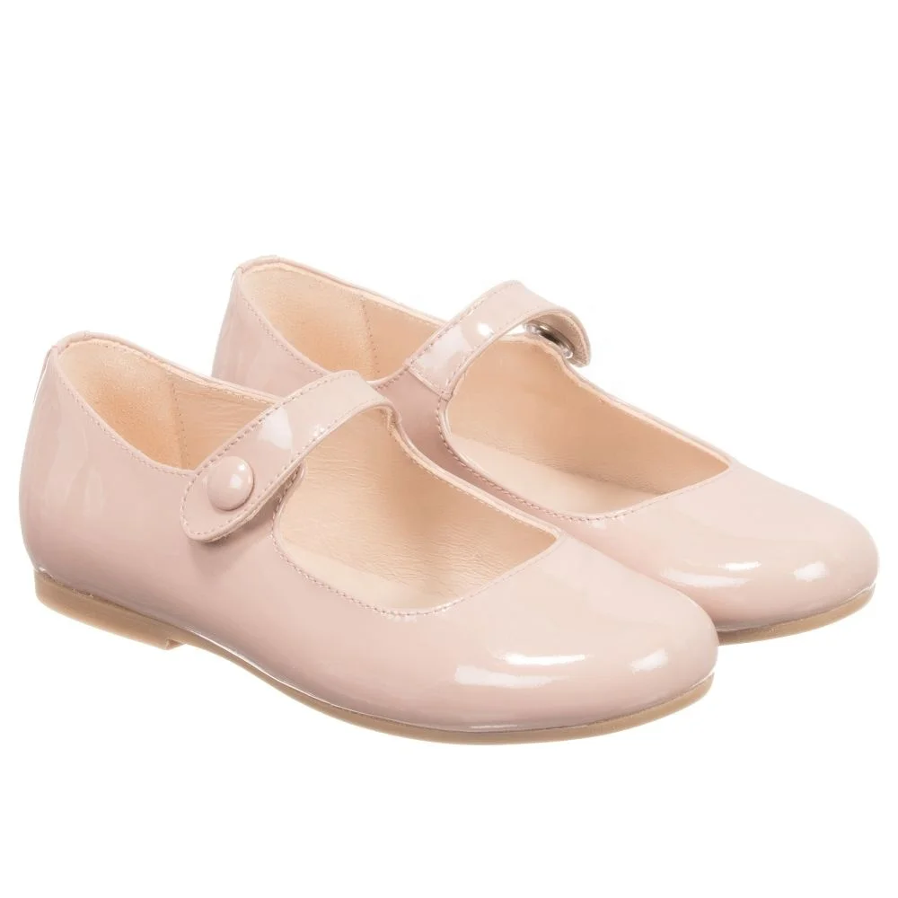 
Custom Girls Pink Flower Wear-Resistant Leather Dress Shoes 