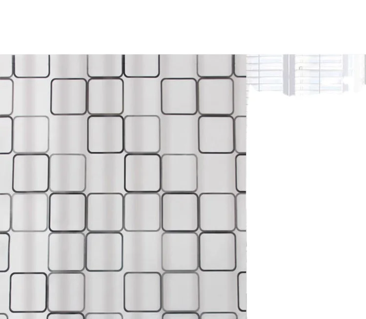 Shower curtain waterproof thickened shower curtain Nordic fashion checkered shower curtain set PEVA bathroom non perforated door