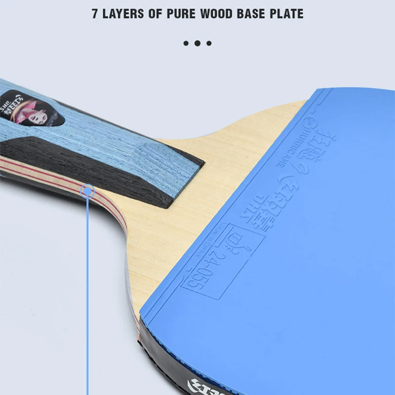 Red Double Happiness 6-Star Professional Table Tennis Racket Set Glue Crazy Training Single Racket Rubber Wood ITTF Certified