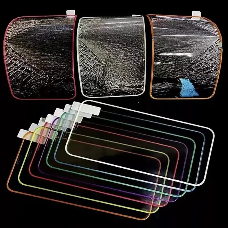 Multi Color Silicone Glow In Dark Fluorescent Color 9h Tempered Glass Luminous Screen Protectors For Iphone 11 12 13 14 Pro Max