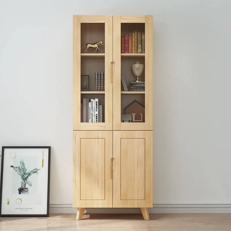 Modern living room furniture bookcase with glass doors model
