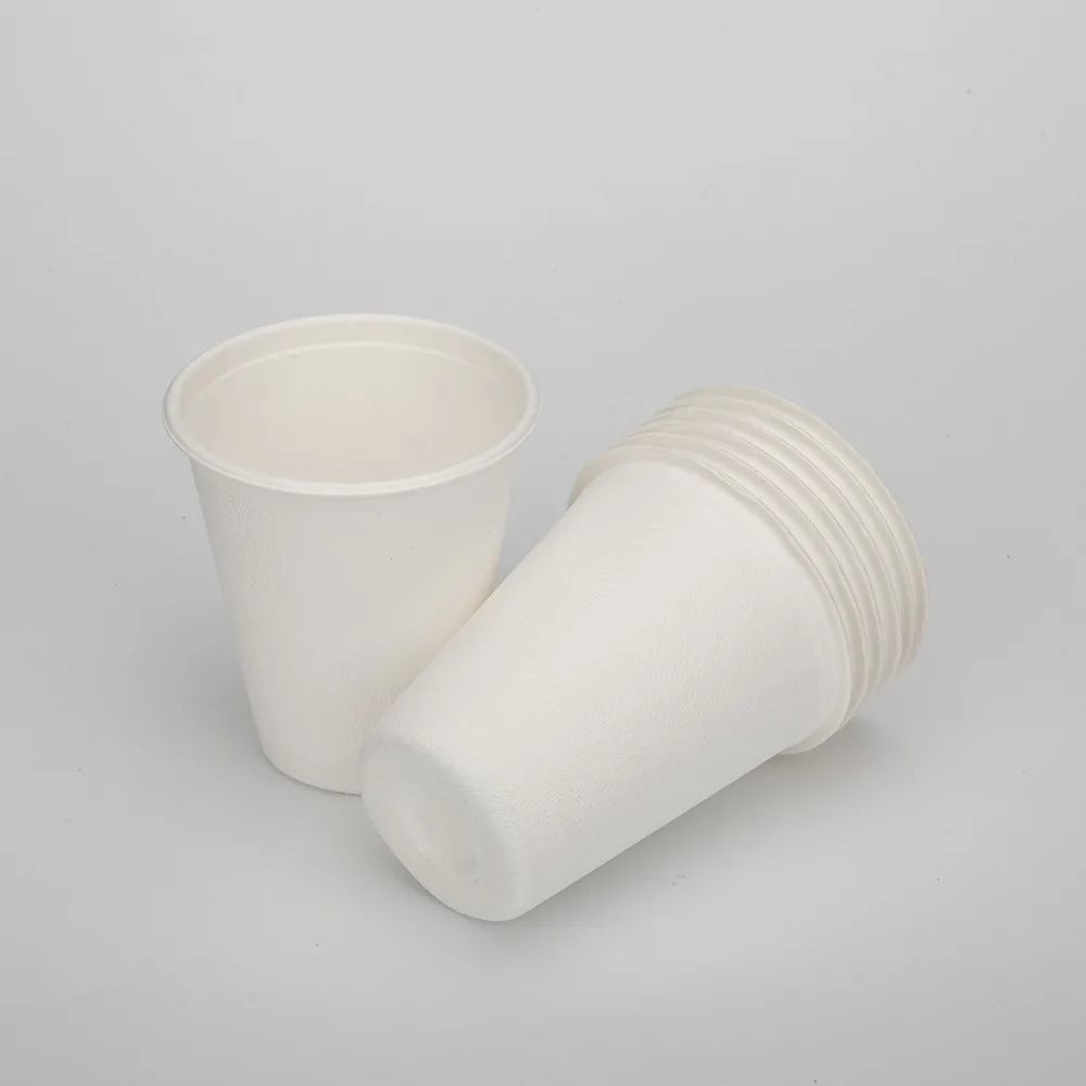 Eco-friendly Custom Logo Biodegradable Sugarcane Bagasse Pulp Mould Tea Coffee Disposable Cups