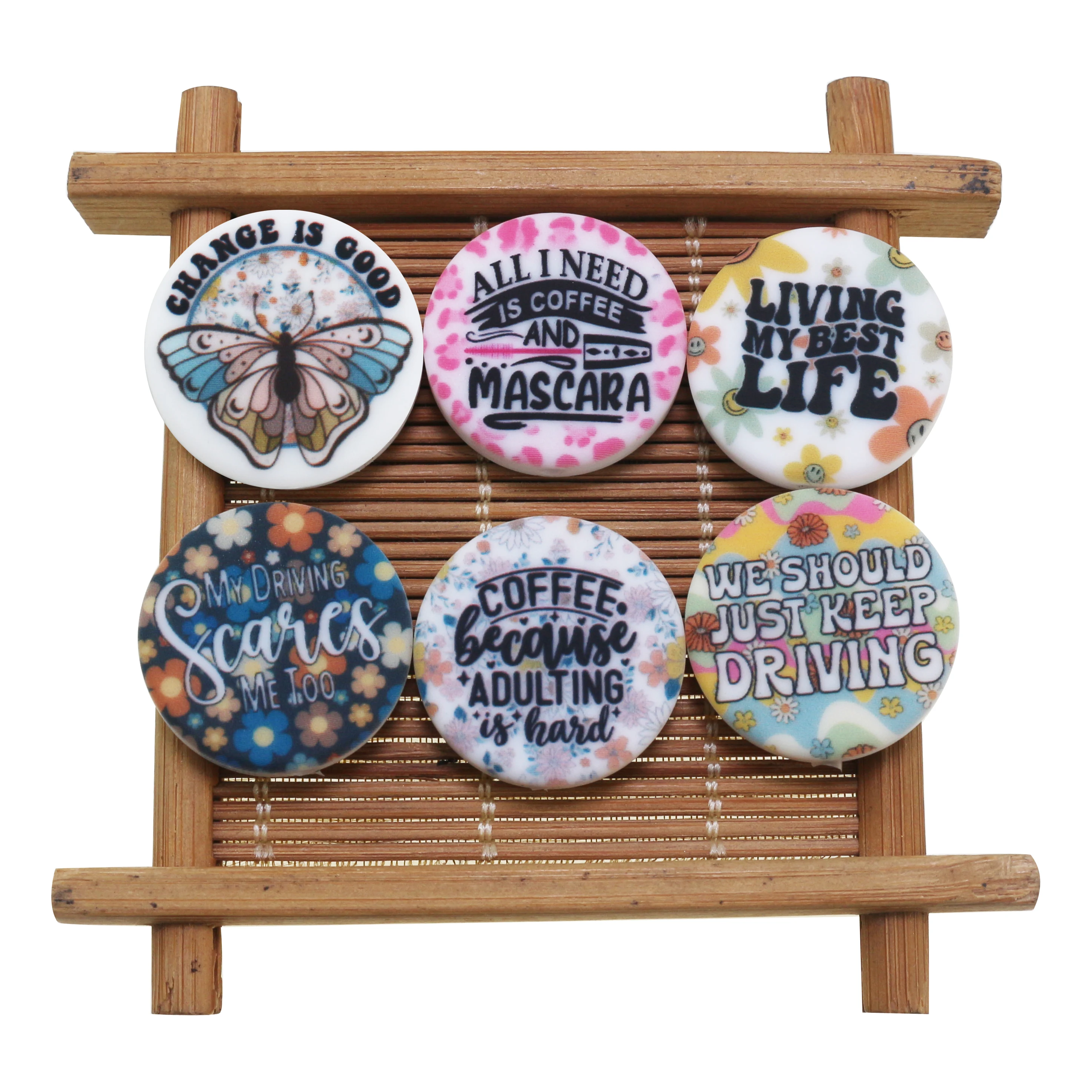 New Arrival Round Square  Free Samples Customized Logo Printing Silicone Beads Focal For Jewelry Bracelets Pen Making Baby Toys